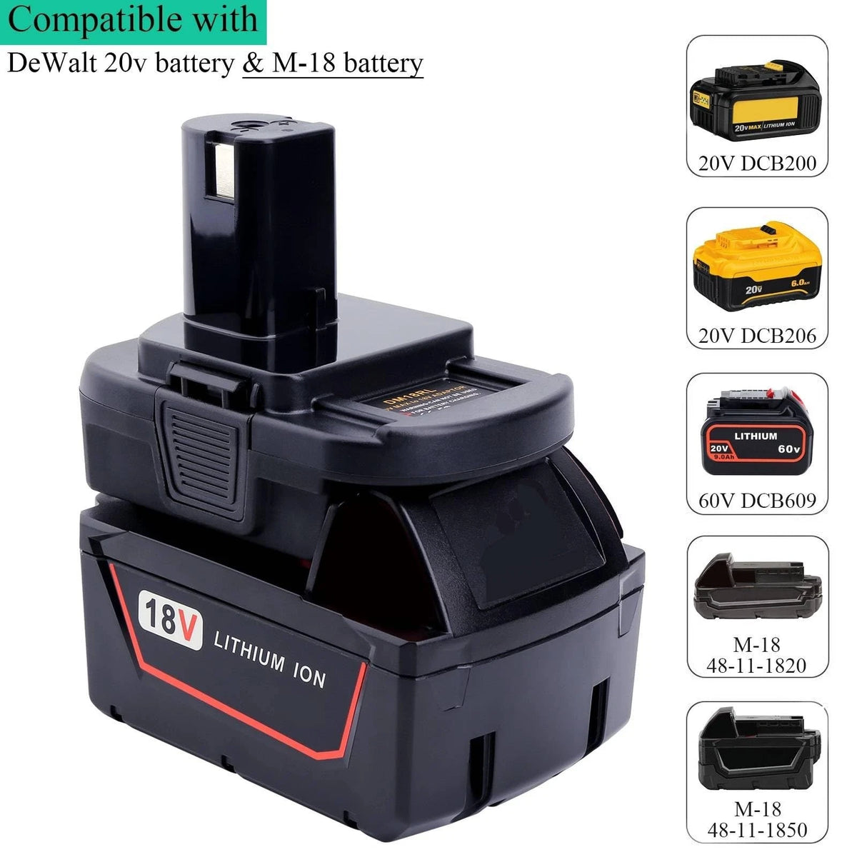 DM18RL Adapter for Ryobi 18V Tools (Compatible)