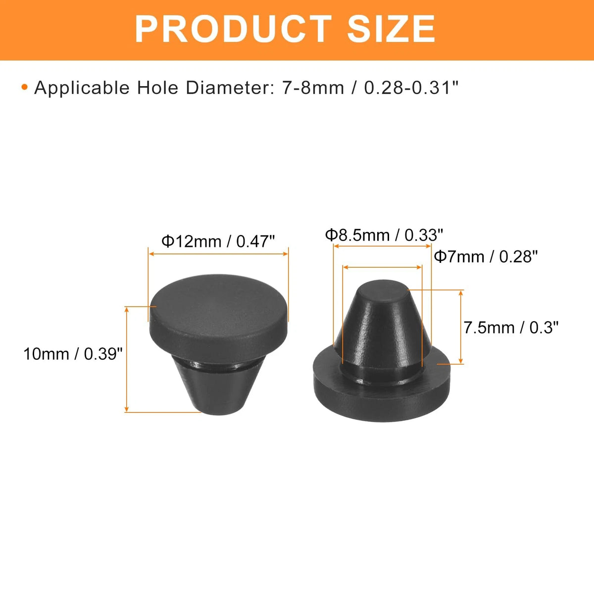 15Pcs Rubber Round Snap-in Locking Hole Plugs for Various Applications