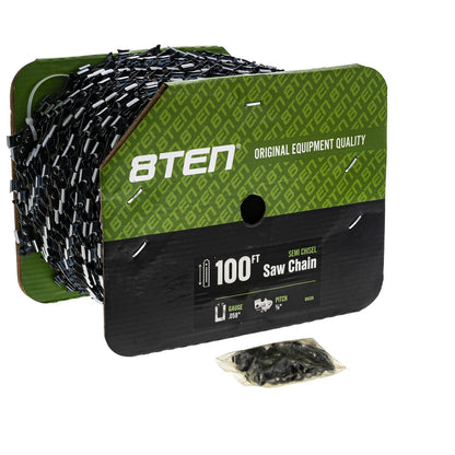 8TEN Chainsaw Chain Bulk Reel Semi Chisel 100ft .058 3/8 Pitch