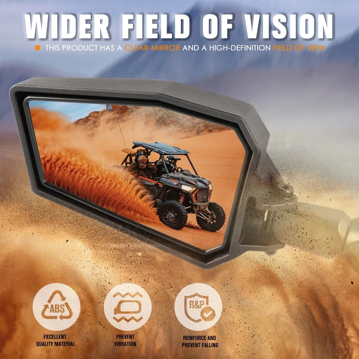 UTV Side View Mirrors with Clamp for Roll Cage - Universal Fit