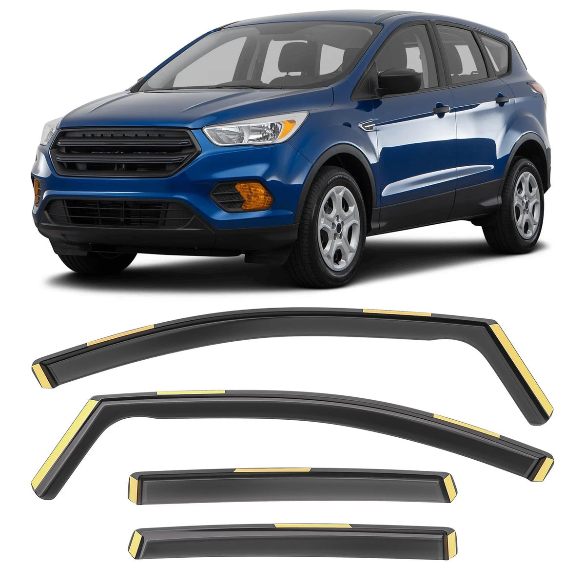 4X Shatterproof Rain Guards for Ford Escape (2013–2019) Window Deflectors