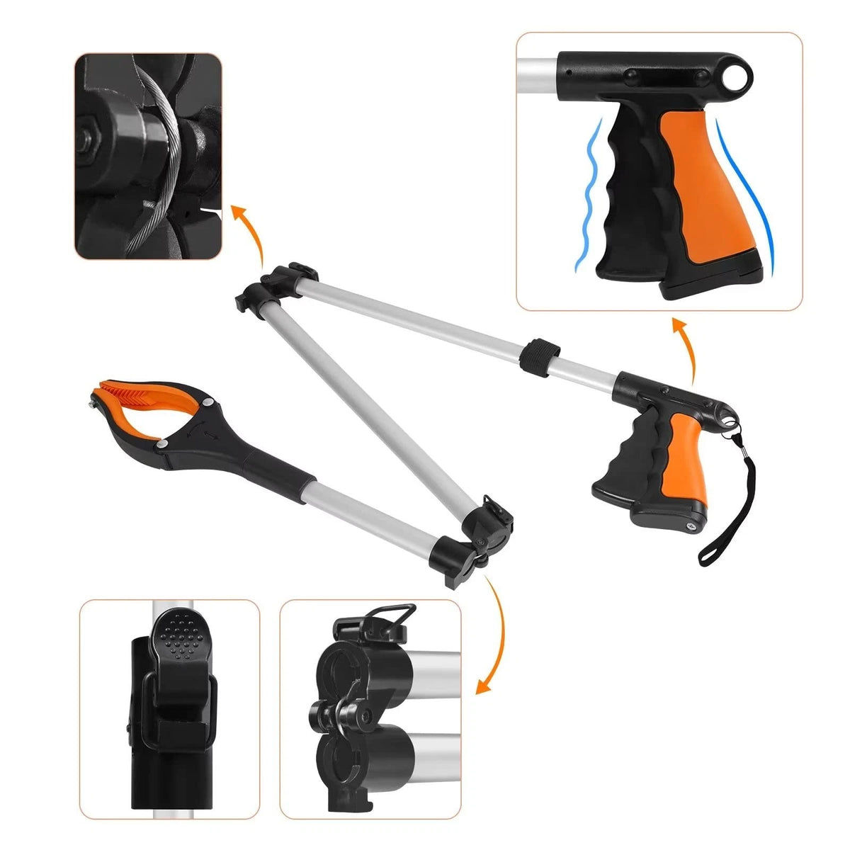 43" Grabber Tool for Elderly (Foldable, Orange)