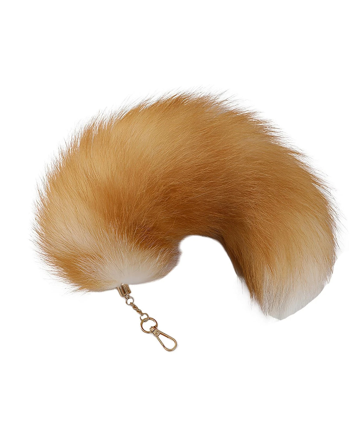 Fluffy Therian Fox Tail Keychain for Universal Use (16-18 inches, Orange)