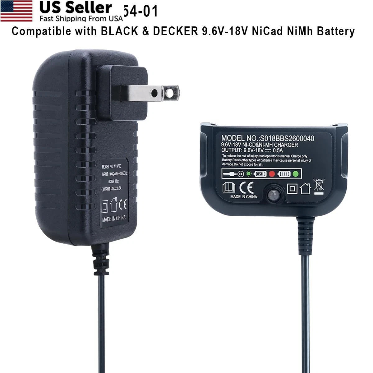 1 Pack Battery Charger for Black & Decker (9.6V-18V)
