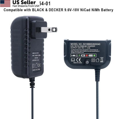 1 Pack Battery Charger for Black & Decker (9.6V-18V)