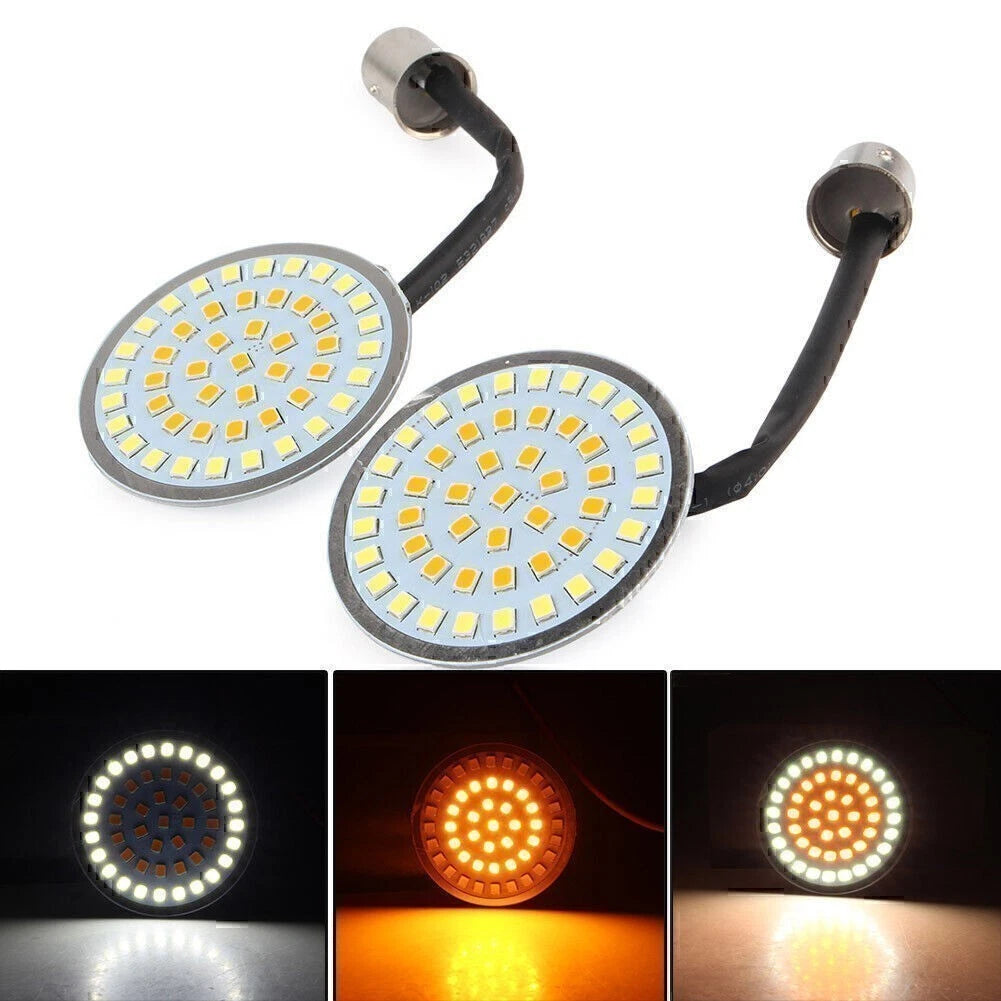 2" LED Turn Signal Light Bulb White+Amber for Harley Softail Touring