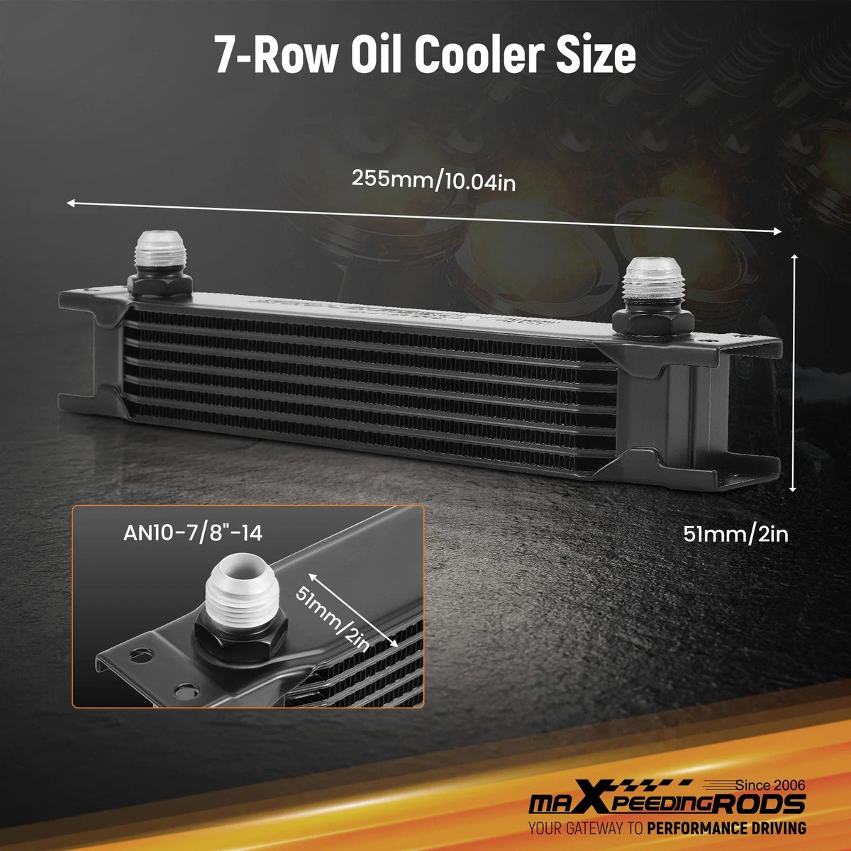 Universal 7 Row Engine Oil Cooler Kit with 10AN Fittings