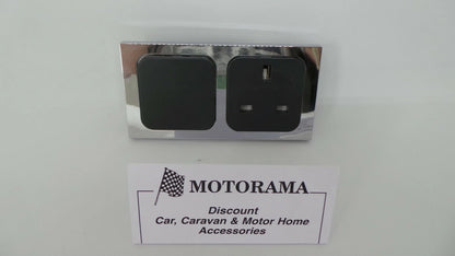 CBE 240V Socket & 12V Switch Chrome Facia for Motorhome/Caravan (PO322, 250, 265)