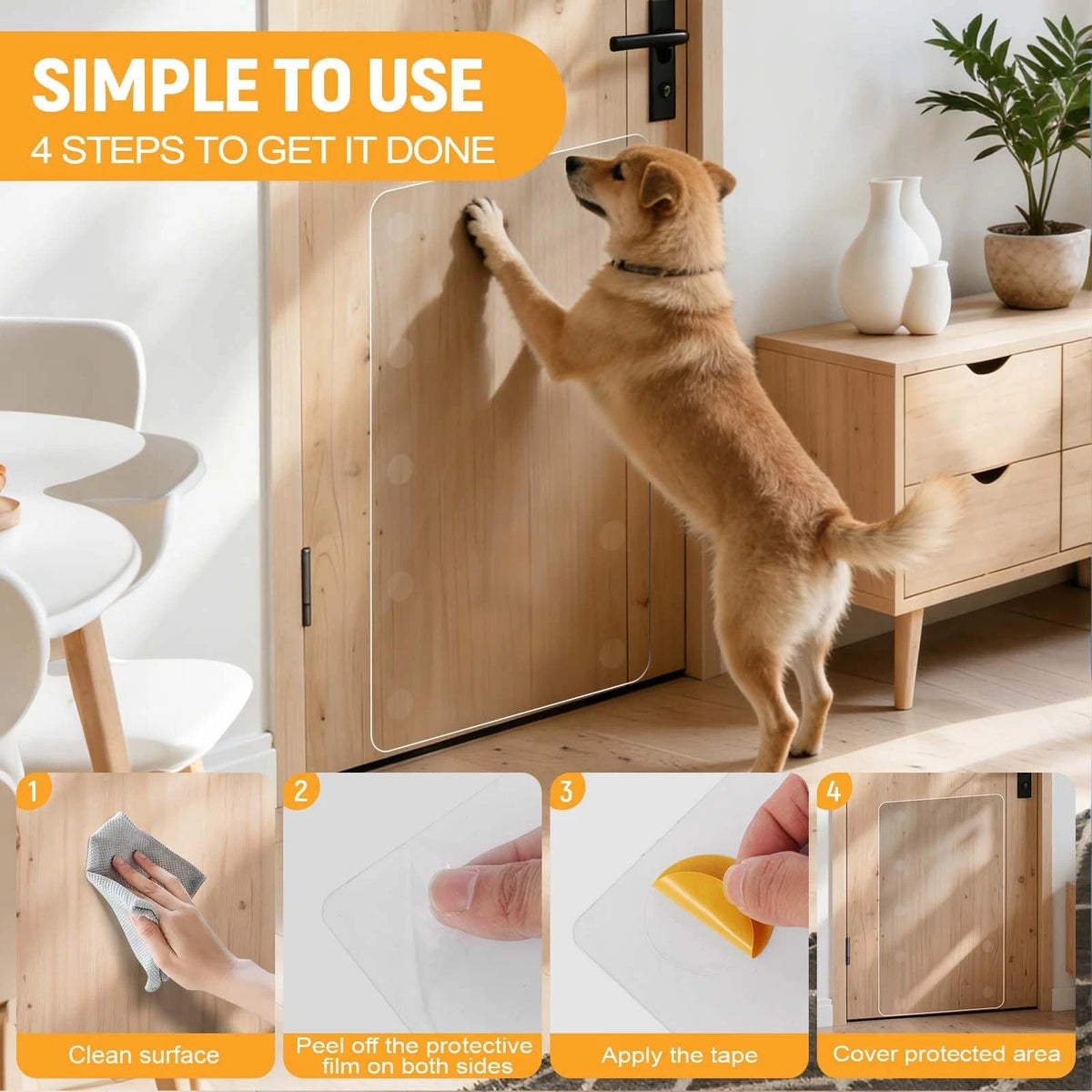 Heavy Duty Door Scratch Protector for Dogs & Cats (36" x 24")
