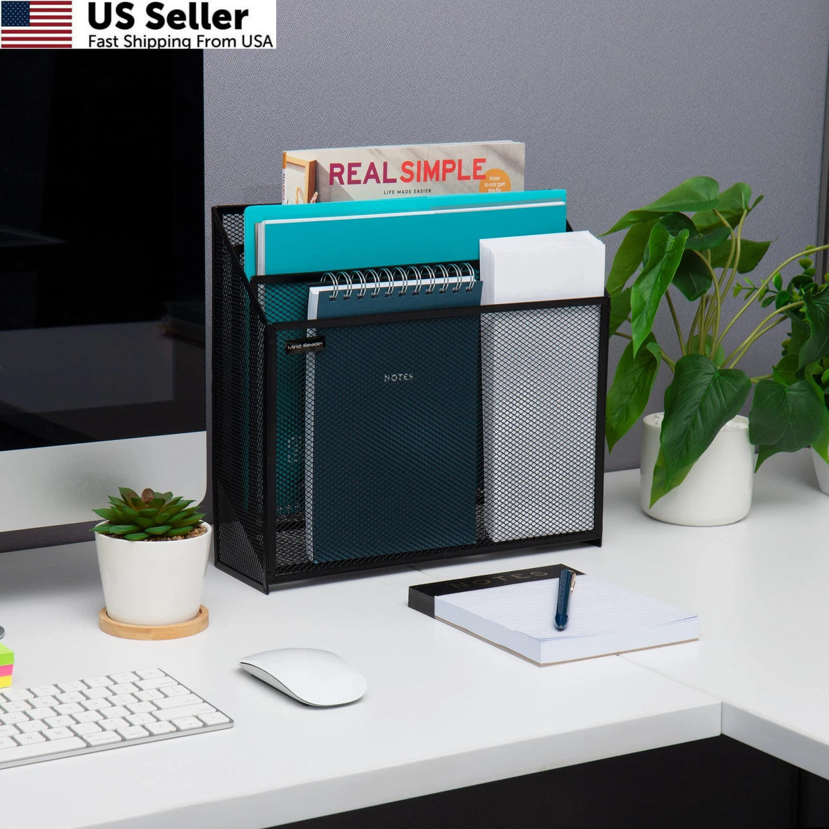 Vertical File Storage Organizer for Desktop (Single, Black)