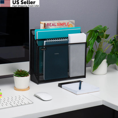 Vertical File Storage Organizer for Desktop (Single, Black)