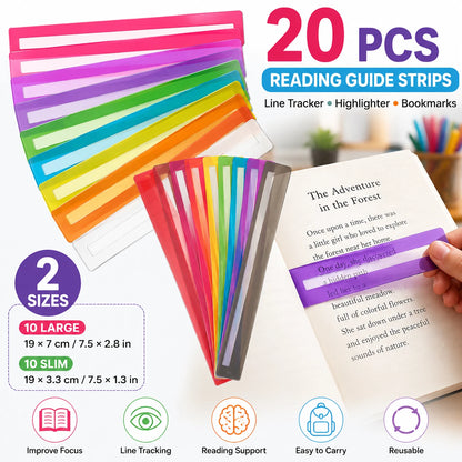 20PCS Reading Guide Line Tracker Strips for Classroom Study