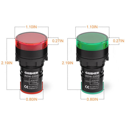 10PCS Energy Saving Indicator Light 12V/24V/110V Green Red