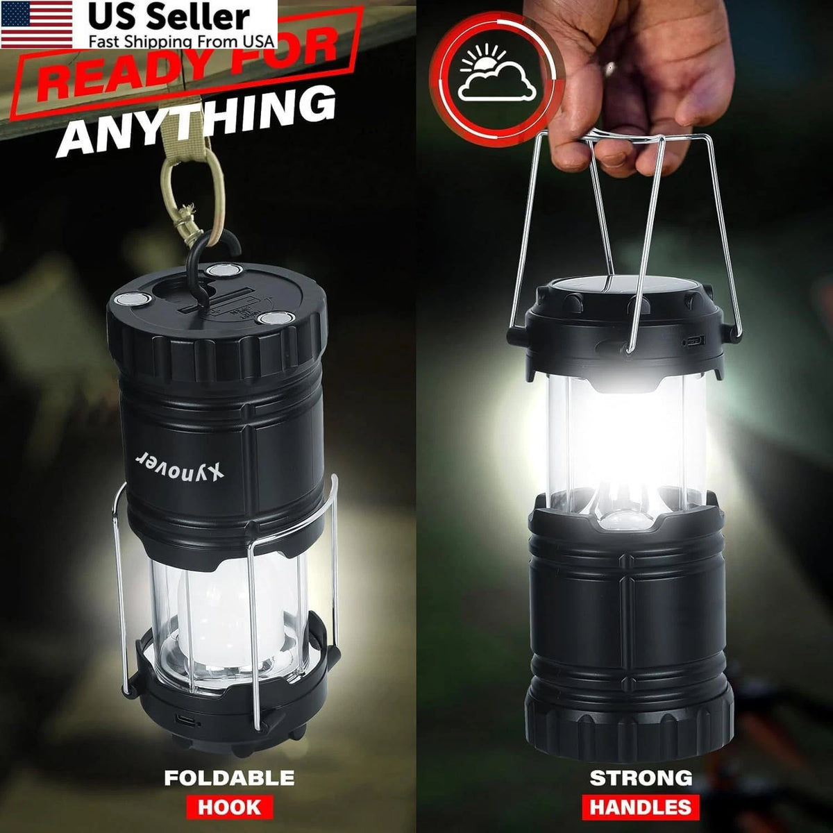 4-Pack Solar Camping Lanterns for (Rechargeable LED)