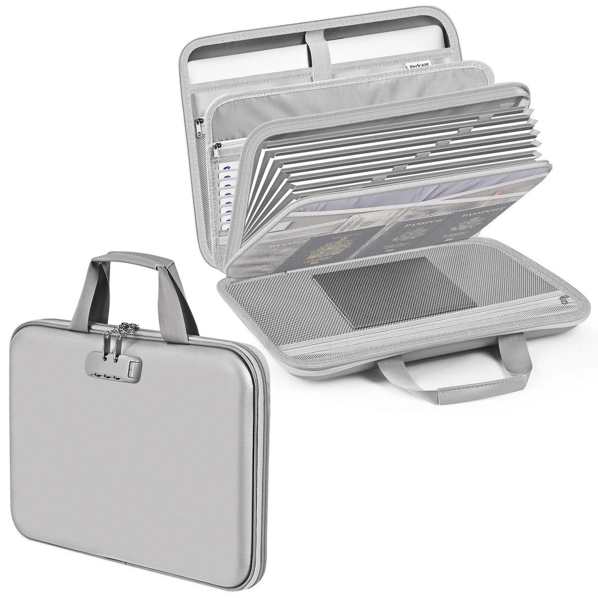 Fireproof Document Organizer with Lock, 13 Pocket Accordion File Folder