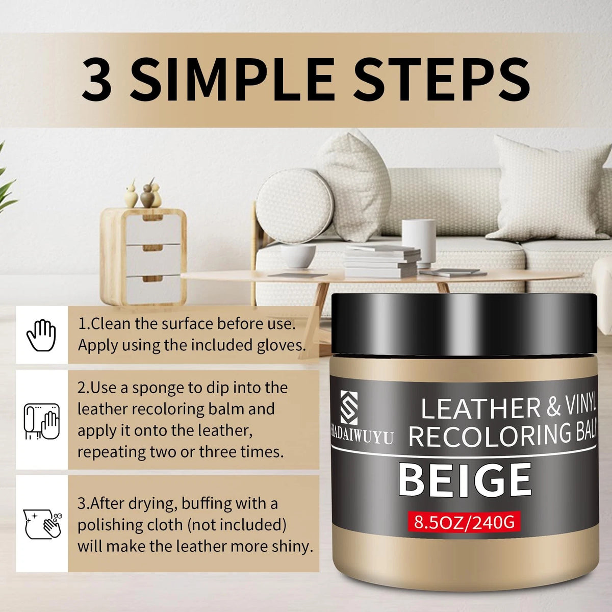 Leather Recoloring Balm 8.5oz for Automotive Interiors