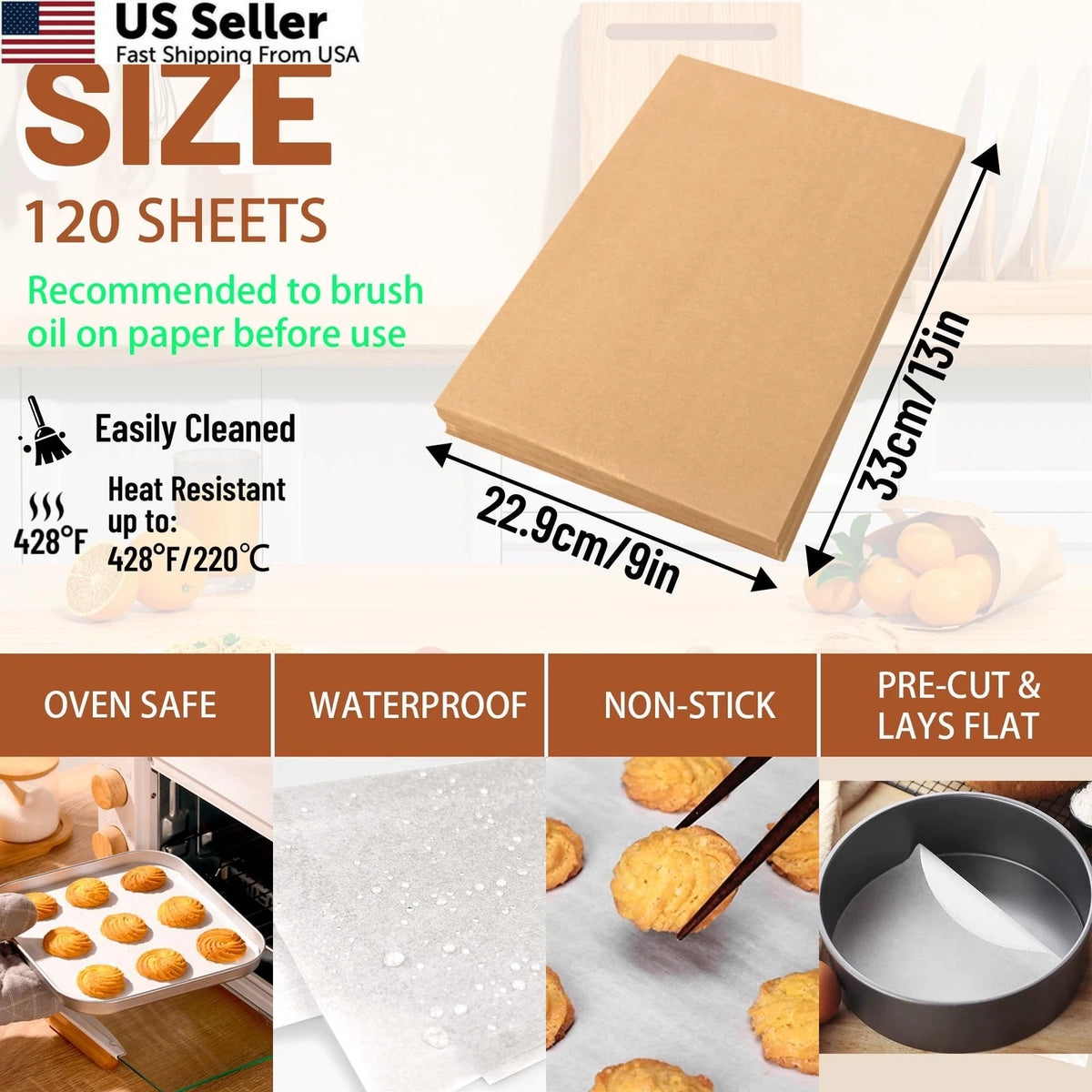 120 Pcs Parchment Paper Sheets 9 x 13 Inch