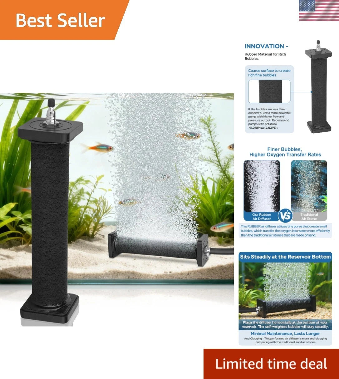 Rubber Air Stone for Efficient Oxygen Diffuser for Aquatic Life