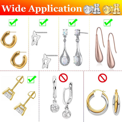 2X Earring Backs for Studs, 18K Gold Bullet 6mm, Gold