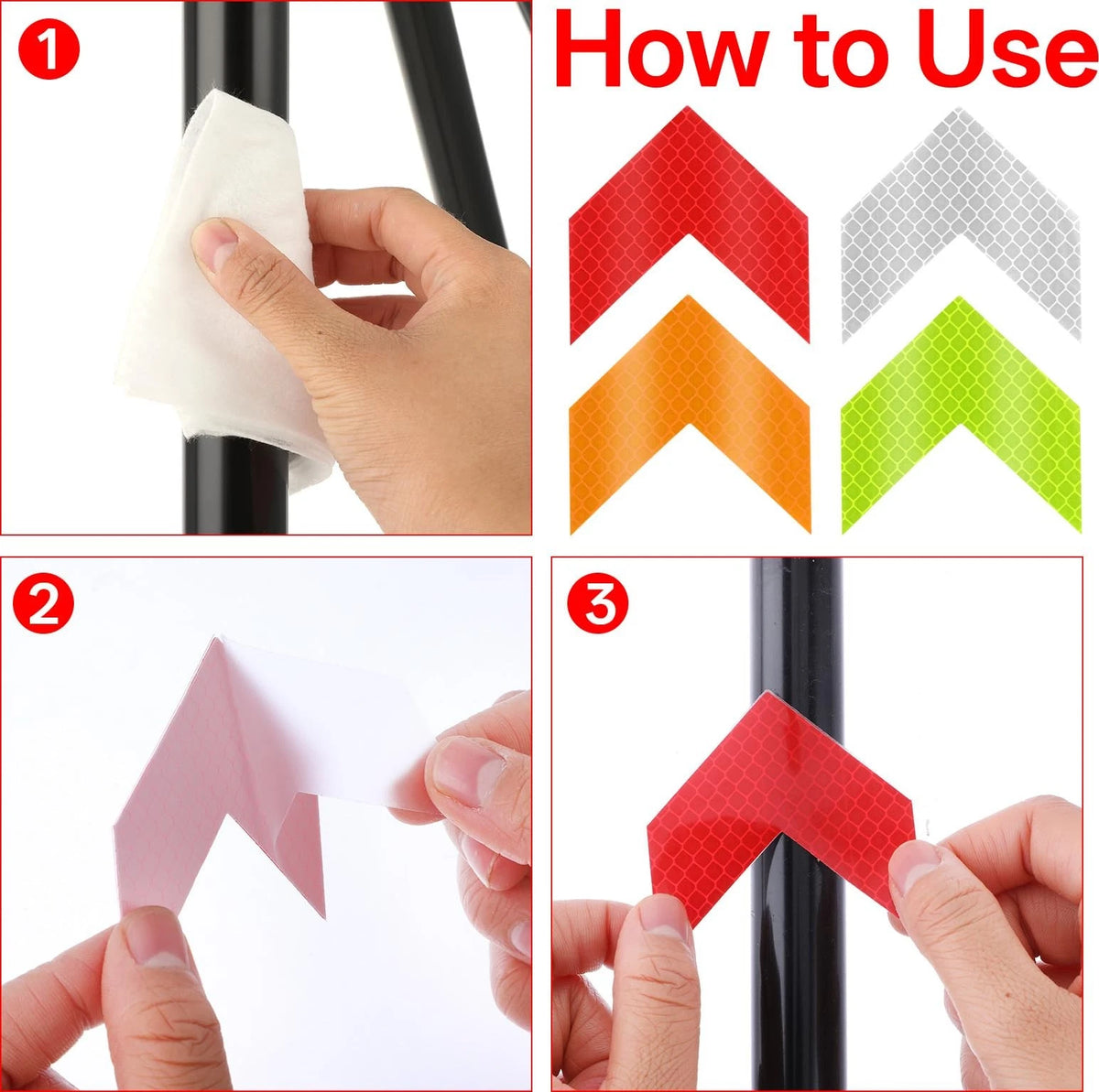 100 Pcs Arrow Reflective Stickers for Helmet (High-Visibility Waterproof)