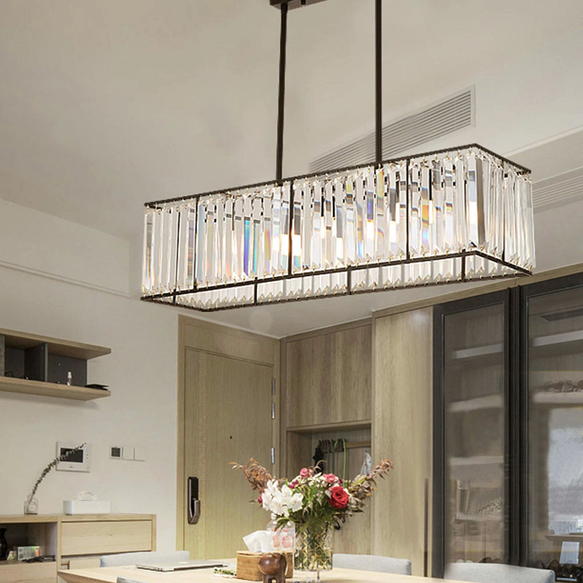 Rectangle Crystal Pendant Light Chandelier for Home (No Part Numbers)