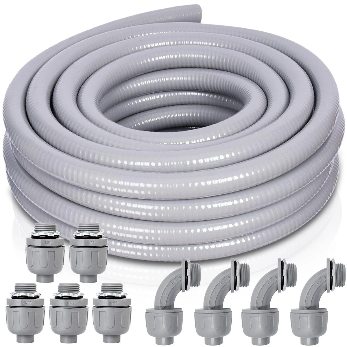 1" Non-Metallic Liquid-Tight Conduit Kit for Various Applications (25FT)