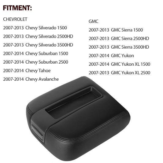 Center Console Lid Armrest Cover for Chevy Silverado, GMC Sierra (2007–2014)