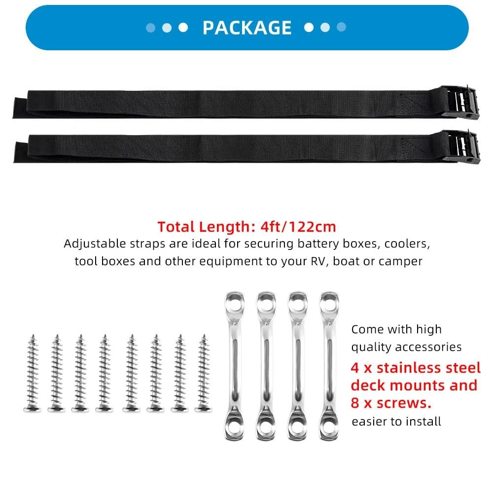 2X Battery Tie Down Straps for 1" x 4ft (Universal)