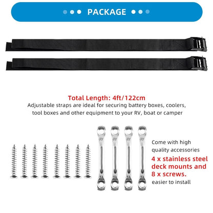 2X Battery Tie Down Straps for 1" x 4ft (Universal)