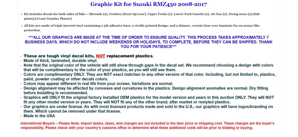 Graphic Stickers +#PLT/RIM Decals for Suzuki RMZ450 (2008–2017)