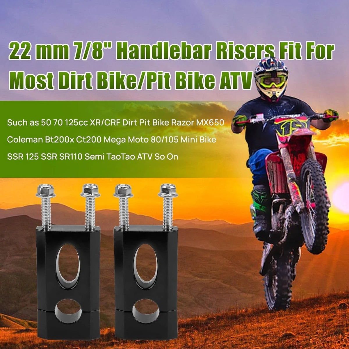7/8" Handlebar Risers for Black (cs 0098 ba)
