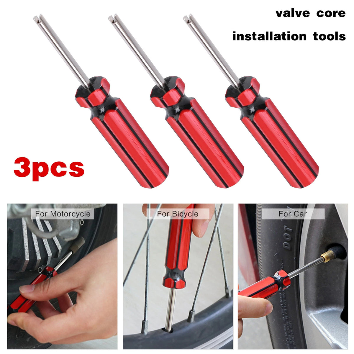 3X Valve Stem Core Remover Tool for Car (6523339)