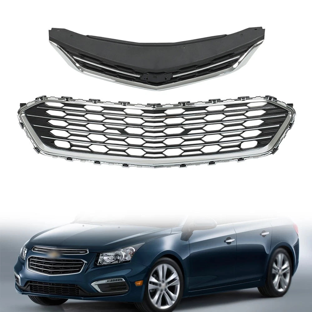 2X Plastic Front Upper Center Mesh Grille for Chevrolet Cruze (2016–2018)