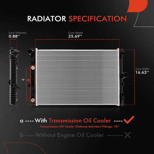 Radiator w/Oil Cooler for Mazda 6 (2009–2010) L51915200A, L51915200B, 13088, 13089