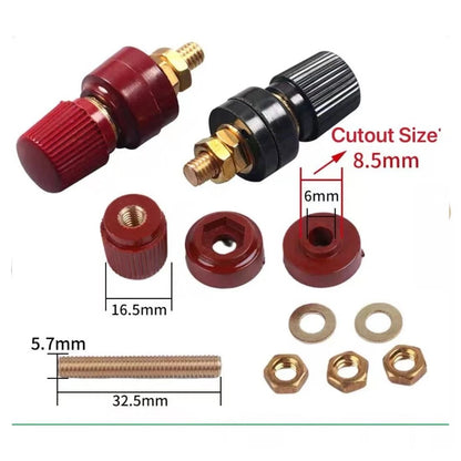 2X 6mm Stud Remote Battery Power Junction Post Connector Terminal M6