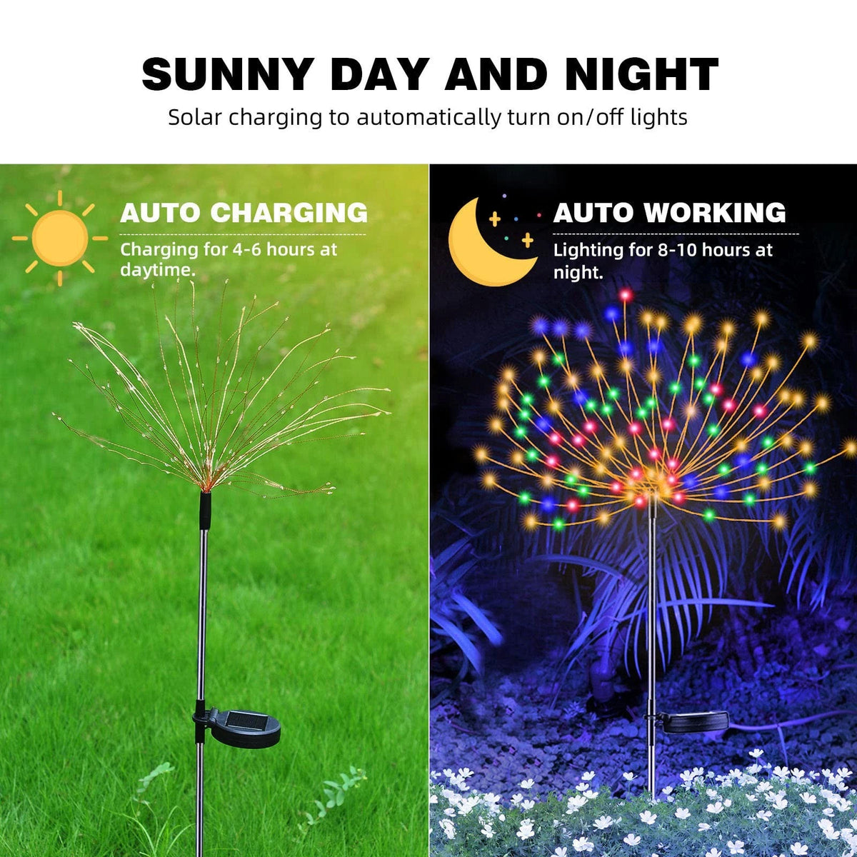 2X Solar Firework Lights for Outdoor Garden Decoration