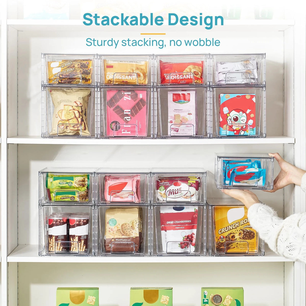 4 Pack Clear Stackable Storage Drawers for Under Sink and Kitchen