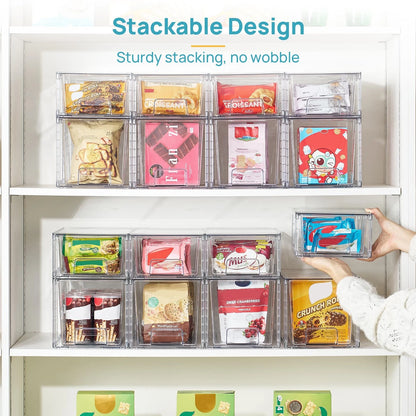 4 Pack Clear Stackable Storage Drawers for Under Sink and Kitchen