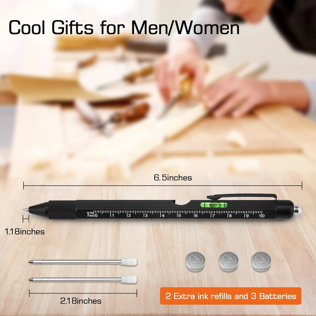 9 in 1 Multitool Pen for Men, Dad, Husband - Cool Gadget Gift