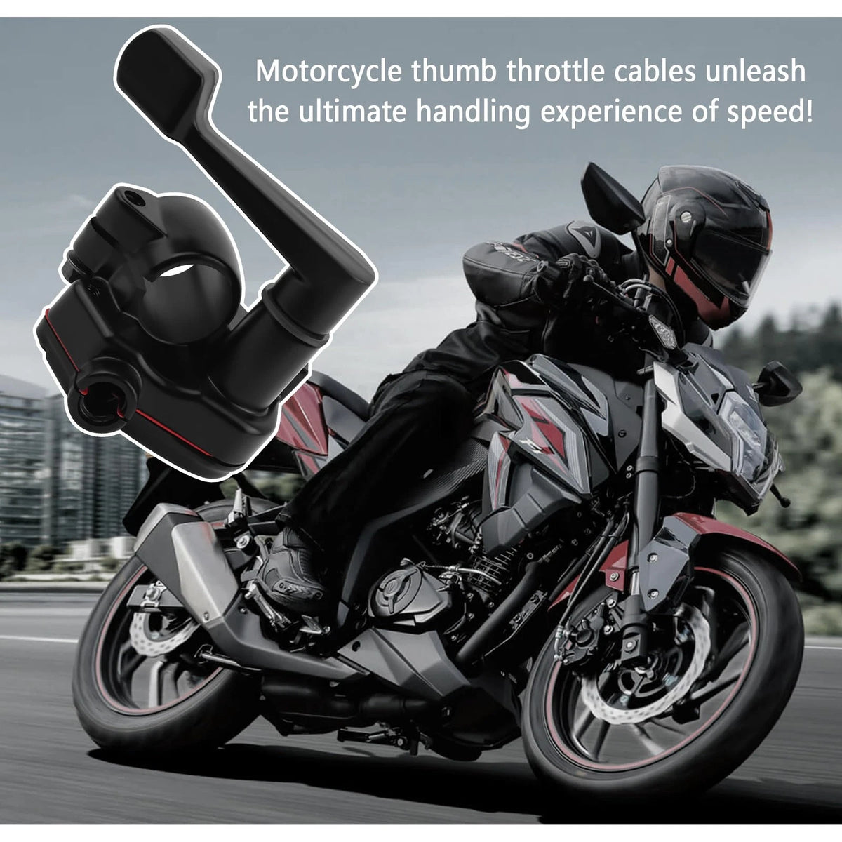 Thumb Throttle Kit 7/8'' 22mm for Motorcycles (Black)