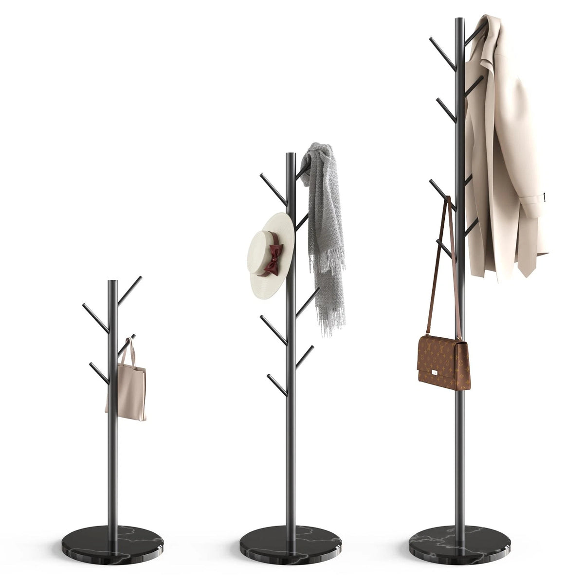 Coat Rack with Natural Marble Base for Home Decor (Freestanding)