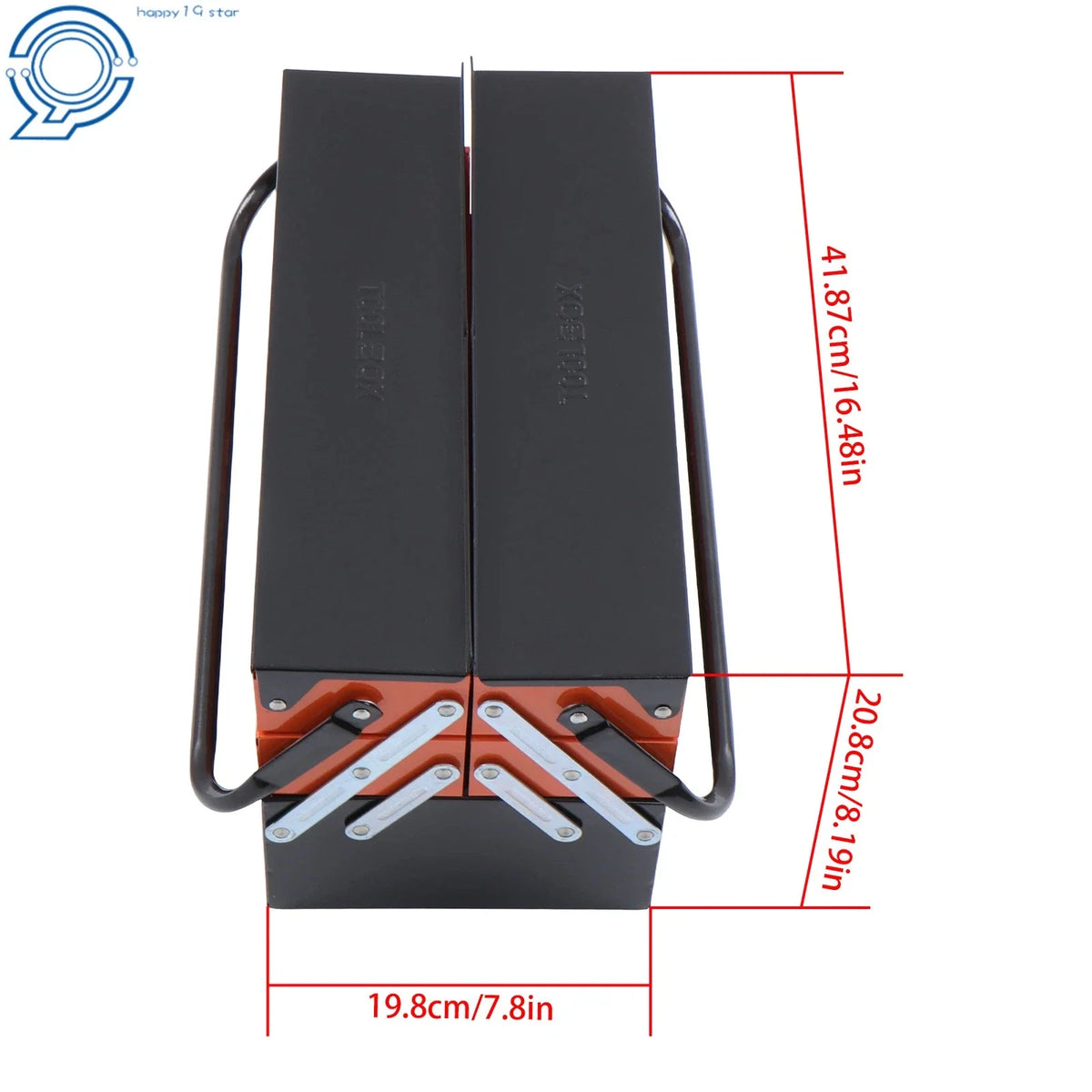 16.5" 3-Tier Metal Tool Box for Portable Storage