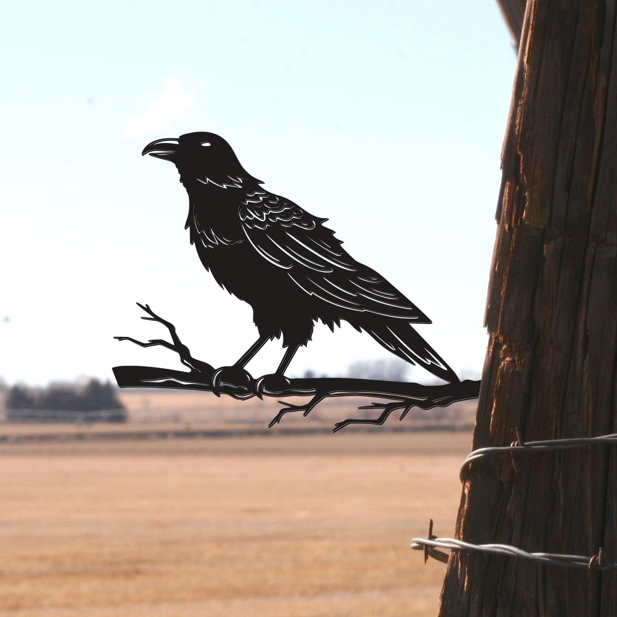 Raven Crow Fence Topper Decor for Garden