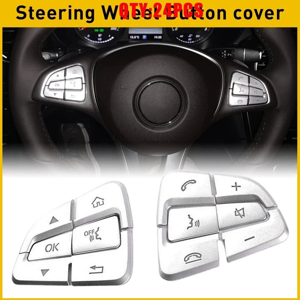 Silver Trim Steering Wheel Button for Mercedes A B C Class GLC CLA 2012-2020