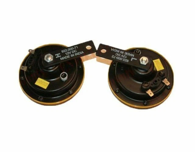 2X Hella Horn Pair for Panther (12V) - Dual Sharp Tone Yellow Grill 415/385HZ