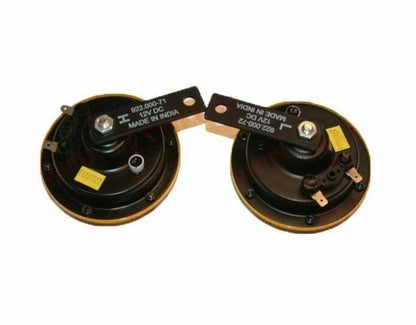 2X Hella Horn Pair for Panther (12V) - Dual Sharp Tone Yellow Grill 415/385HZ