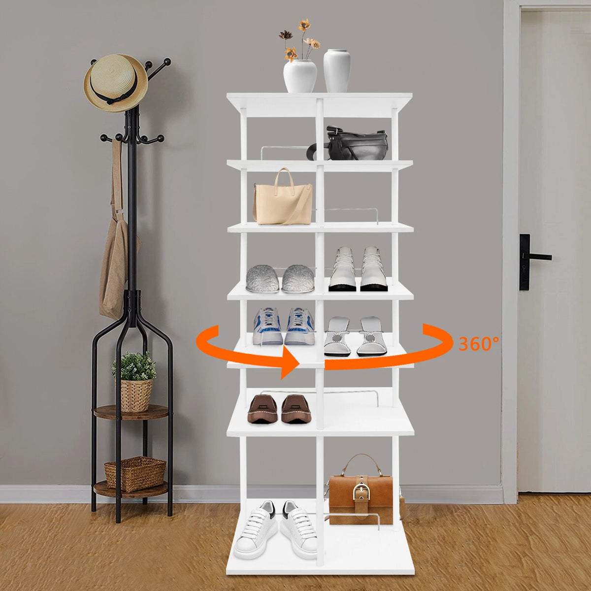 6-Tier Rotating Shoe Storage Rack Organizer Display Shelf