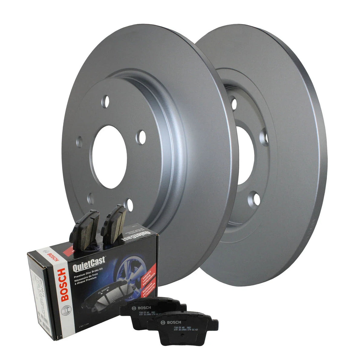 Set of 4 Rear Disc Rotors and Bosch Ceramic Brake Pads for Ram, Dodge, Chrysler
