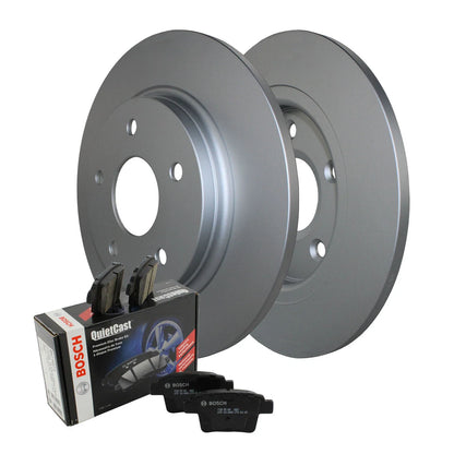 Set of 4 Rear Disc Rotors and Bosch Ceramic Brake Pads for Ram, Dodge, Chrysler