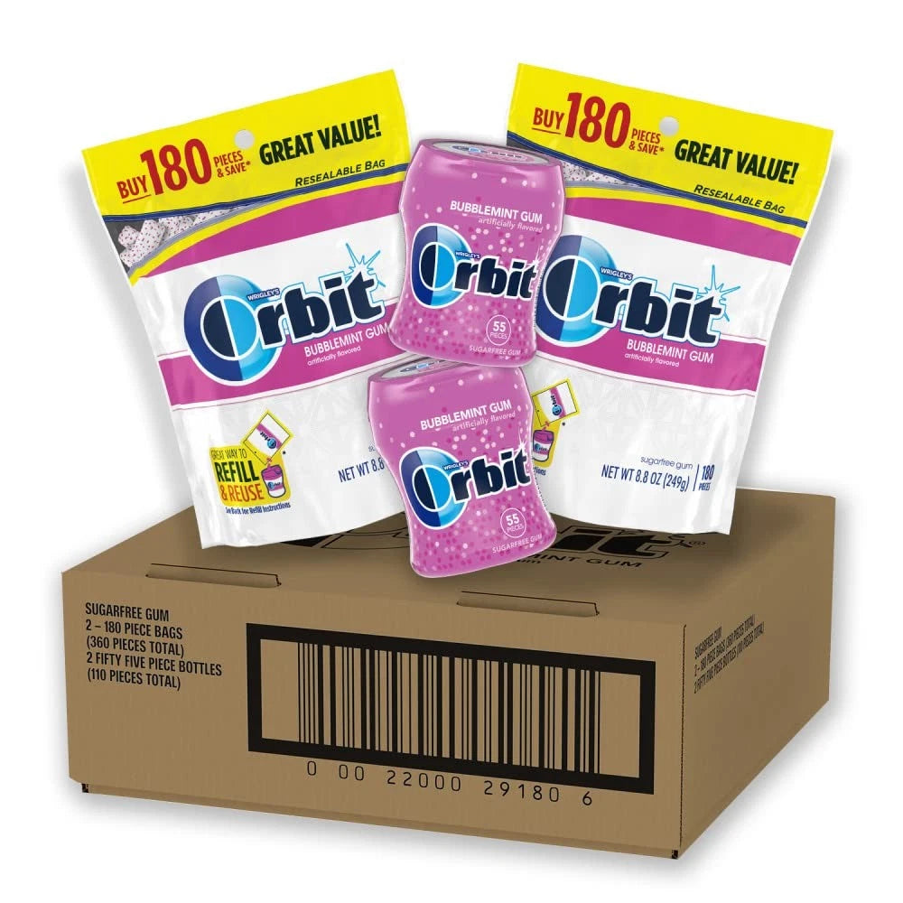 2X ORBIT Bubblemint Sugar-Free Chewing Gum Bulk Pack